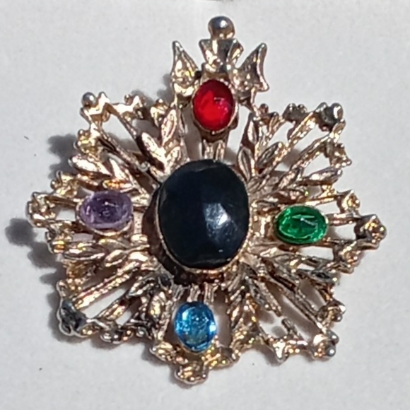 Vintage Colorful Gold Brooch Bundle Amber Multi-Color - Picture 4 of 10